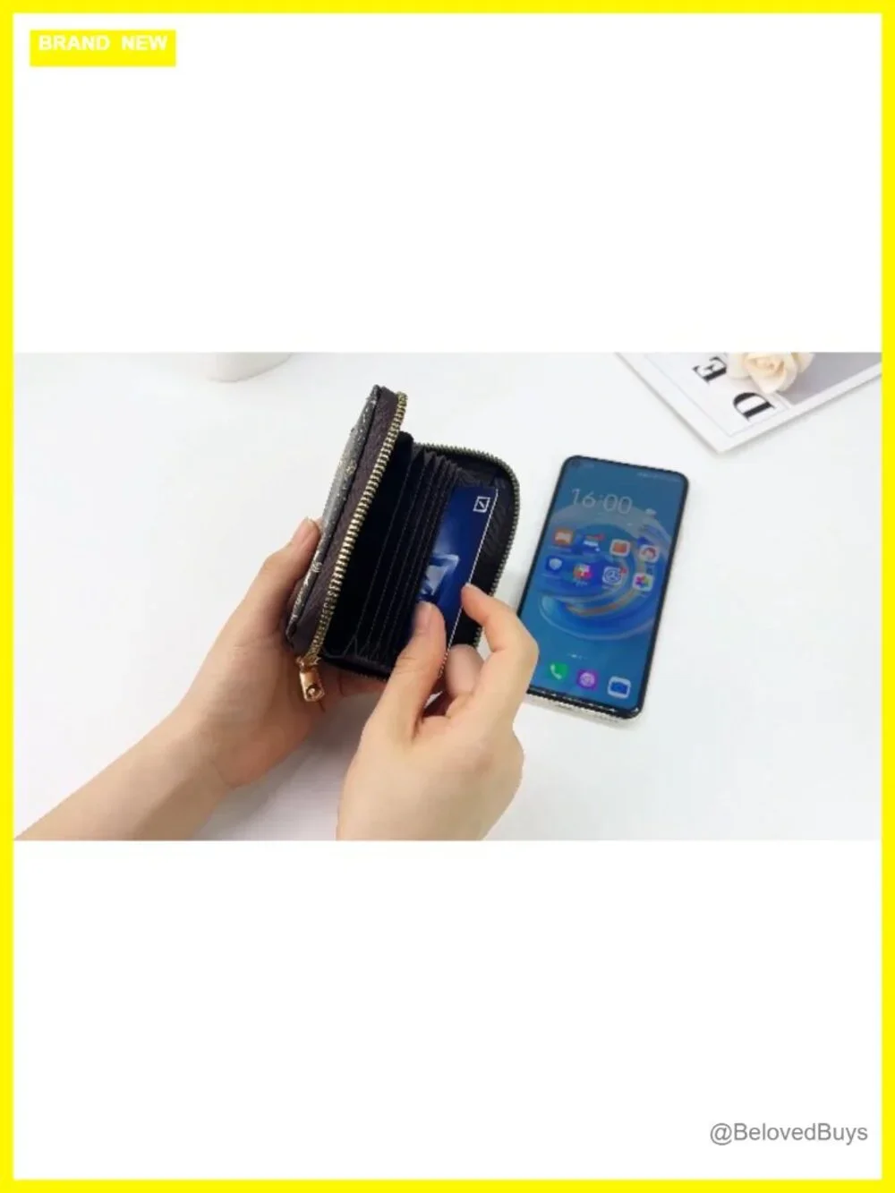 RFID Blocking Credit Card Holder Wallet with Wristlet Keychain Faux Leather 12